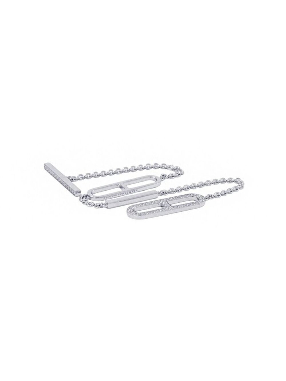 Hermes Bracelet Chaine D'ancre Diamond Total 18k White Gold - Picture 2 of 10